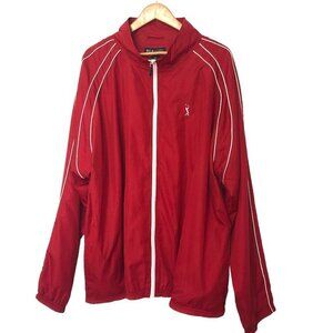 PGA Tour Golf Rain Jacket Windbreaker Full Zip XXL Red with White Front Pockets